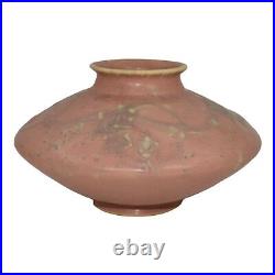 Roseville Cremona Pink 1928 Vintage Art Deco Pottery Ceramic Squat Vase 351-4