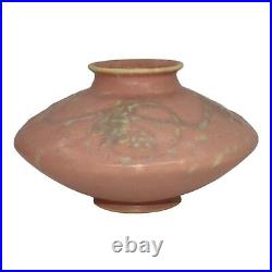Roseville Cremona Pink 1928 Vintage Art Deco Pottery Ceramic Squat Vase 351-4