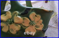 Roseville Dogwood Smooth Green 1920 Vintage Art Pottery Ceramic Basket