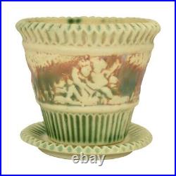 Roseville Donatello 1916 Antique Art Pottery Ceramic Flower Pot Saucer 580-4