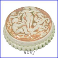 Roseville Donatello 1916 Vintage Art Pottery Ceramic Covered Box Powder Jar