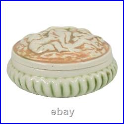Roseville Donatello 1916 Vintage Art Pottery Ceramic Covered Box Powder Jar