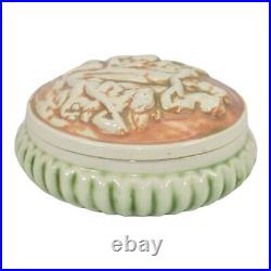 Roseville Donatello 1916 Vintage Art Pottery Ceramic Covered Box Powder Jar