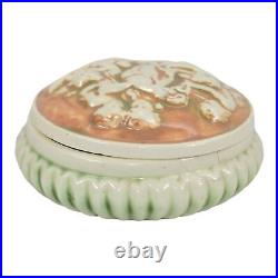 Roseville Donatello 1916 Vintage Art Pottery Ceramic Covered Box Powder Jar