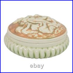 Roseville Donatello 1916 Vintage Art Pottery Ceramic Covered Box Powder Jar