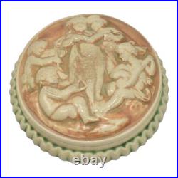 Roseville Donatello 1916 Vintage Art Pottery Ceramic Covered Box Powder Jar 2 Roseville Donatello 1916 Vintage Art Pottery Ceramic Covered Box Powder Jar 2
