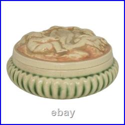 Roseville Donatello 1916 Vintage Art Pottery Ceramic Covered Box Powder Jar 2