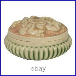 Roseville Donatello 1916 Vintage Art Pottery Ceramic Covered Box Powder Jar 2