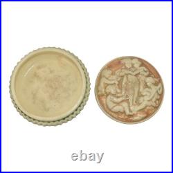 Roseville Donatello 1916 Vintage Art Pottery Ceramic Covered Box Powder Jar 2 Roseville Donatello 1916 Vintage Art Pottery Ceramic Covered Box Powder Jar 2