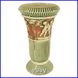 Roseville Donatello 1916 Vintage Art Pottery Ivory Tall Ceramic Vase 113-15