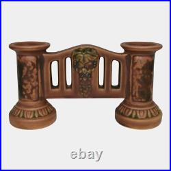 Roseville Florentine I 1920 Arts And Crafts Pottery Brown Double Bud Vase 40-4