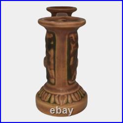Roseville Florentine I 1920 Arts And Crafts Pottery Brown Double Bud Vase 40-4