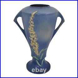 Roseville Foxglove Blue 1942 Vintage Art Deco Pottery Ceramic Flower Vase 55-16