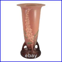 Roseville Foxglove Pink 1942 Vintage Art Deco Pottery Ceramic Flower Vase 53-14