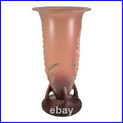 Roseville Foxglove Pink 1942 Vintage Art Deco Pottery Ceramic Flower Vase 53-14