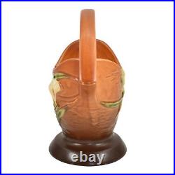 Roseville Freesia Brown 1945 Mid Century Modern Art Pottery Ceramic Basket 390-7