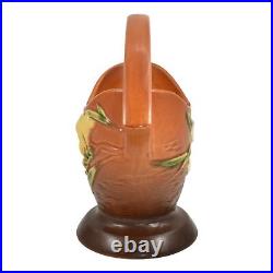 Roseville Freesia Brown 1945 Mid Century Modern Art Pottery Ceramic Basket 390-7