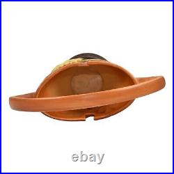 Roseville Freesia Brown 1945 Mid Century Modern Art Pottery Ceramic Basket 390-7