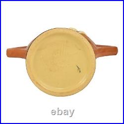 Roseville Freesia Brown 1945 Mid Century Modern Art Pottery Ceramic Basket 390-7