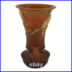 Roseville Freesia Brown 1945 Mid Century Modern Art Pottery Ceramic Vase 124-9