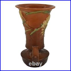 Roseville Freesia Brown 1945 Mid Century Modern Art Pottery Ceramic Vase 124-9