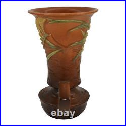 Roseville Freesia Brown 1945 Mid Century Modern Art Pottery Ceramic Vase 124-9