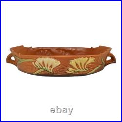 Roseville Freesia Brown 1945 Vintage Art Pottery Ceramic Console Bowl 468-12 Roseville Freesia Brown 1945 Vintage Art Pottery Ceramic Console Bowl 468-12