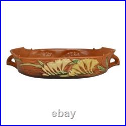 Roseville Freesia Brown 1945 Vintage Art Pottery Ceramic Console Bowl 468-12