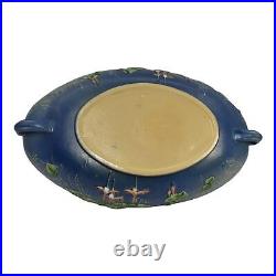 Roseville Fuchsia Blue 1938 Vintage Art Pottery Ceramic Console Bowl 353-14