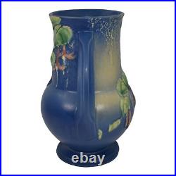 Roseville Fuchsia Blue 1938 Vintage Art Pottery Ceramic Flower Vase 898-8