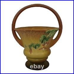 Roseville Fuchsia Brown 1938 Vintage Art Pottery Ceramic Basket 351-10