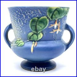 Roseville Fuchsia Vtg Art Pottery Blue Ceramic Flower Pot Planter 646-5 READ