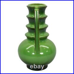 Roseville Futura 1928 Vintage Art Deco Pottery Emerald Green Ceramic Vase 389-8