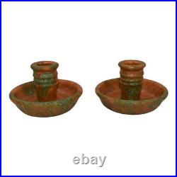 Roseville Imperial II 1930 Vintage Art Pottery Ceramic Candle Holders 1076-2