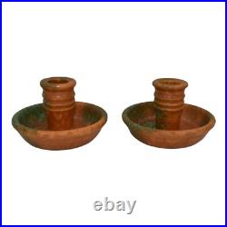 Roseville Imperial II 1930 Vintage Art Pottery Ceramic Candle Holders 1076-2