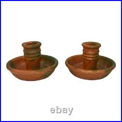 Roseville Imperial II 1930 Vintage Art Pottery Ceramic Candle Holders 1076-2