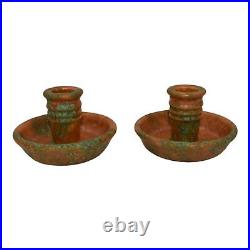 Roseville Imperial II Year Vintage Art Pottery Ceramic Candle Holders 1076-2