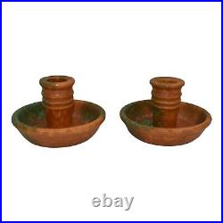 Roseville Imperial II Year Vintage Art Pottery Ceramic Candle Holders 1076-2