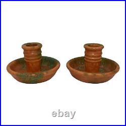 Roseville Imperial II Year Vintage Art Pottery Ceramic Candle Holders 1076-2