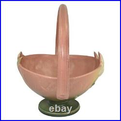 Roseville Iris 1939 Vintage Art Pottery Pink Ceramic Basket 355-10