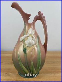 Roseville Iris Pink 1938 Vintage Art Pottery Ceramic Pitcher Ewer 926-10