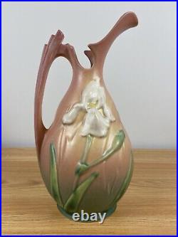 Roseville Iris Pink 1938 Vintage Art Pottery Ceramic Pitcher Ewer 926-10