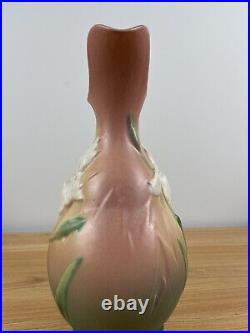 Roseville Iris Pink 1938 Vintage Art Pottery Ceramic Pitcher Ewer 926-10