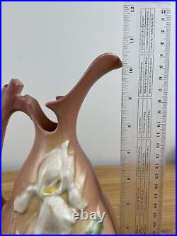 Roseville Iris Pink 1938 Vintage Art Pottery Ceramic Pitcher Ewer 926-10