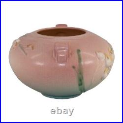Roseville Ixia 1937 Vintage Art Deco Pottery Pink Ceramic Handled Bowl 326-4