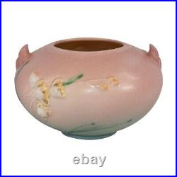 Roseville Ixia 1937 Vintage Art Deco Pottery Pink Ceramic Handled Bowl 326-4