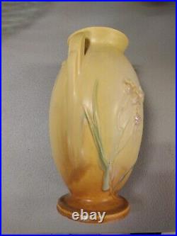 Roseville Ixia Yellow 1937 Vintage Art Deco Pottery Ceramic Flower Vase 860-9