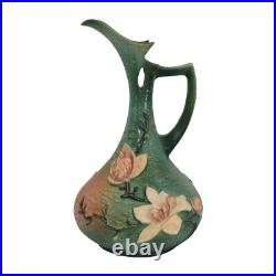 Roseville Magnolia 1943 Mid Century Modern Art Pottery Green Ceramic Ewer 15-15