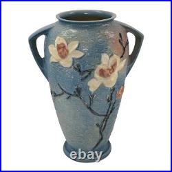 Roseville Magnolia 1943 Vintage Art Pottery Blue Ceramic Floor Vase 100-18