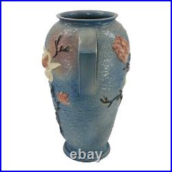Roseville Magnolia 1943 Vintage Art Pottery Blue Ceramic Floor Vase 100-18